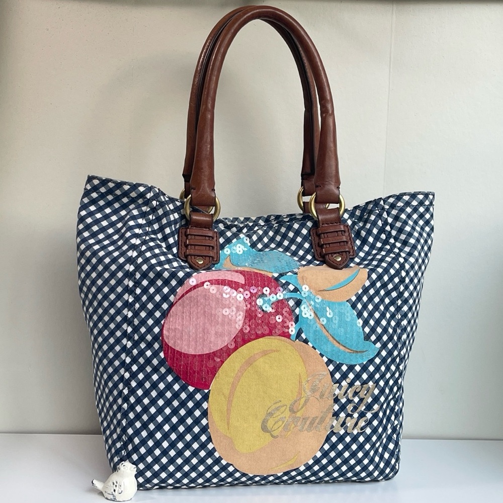 Juicy Couture Vintage Cotton Genuine Leather Shoulder Bag